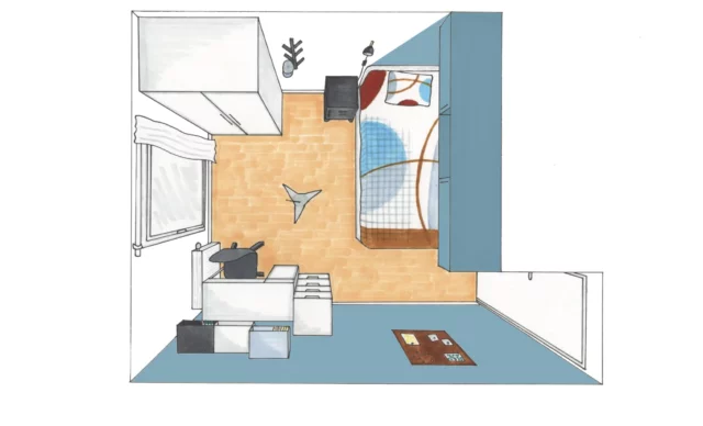 - Chambre d'ado -
Pour ce projet, j'ai du cerner les envies de l'enfant mais aussi des parents : pratique, lumineux, fonctionnel.

La délimitation s'est faite avec de la peinture sur les murs. Des placards dessinés par mes soins et spécialement conçus par @influencebois et ont été fixés au dessus du lit. L'espace en hauteur a ainsi été utilisé pour maximiser les rangements.
Un coin bureau a trouvé sa place au plus proche de la lumière et pour ne pas empiéter sur le passage. Et un grand panneau de liége a été installé pour ne pas s'éparpiller.

Qu'en dites-vous ?

#projetsdeco #decoratricelyon #conseilsdecolyon #conseilsdeco #decolyon #decochambre #decoado #chambreado #meublesurmesure #peinture #peinturebleue #dessindeco #perspective #perspectivedeco #vueperspective #croquisdeco #vueplongeante